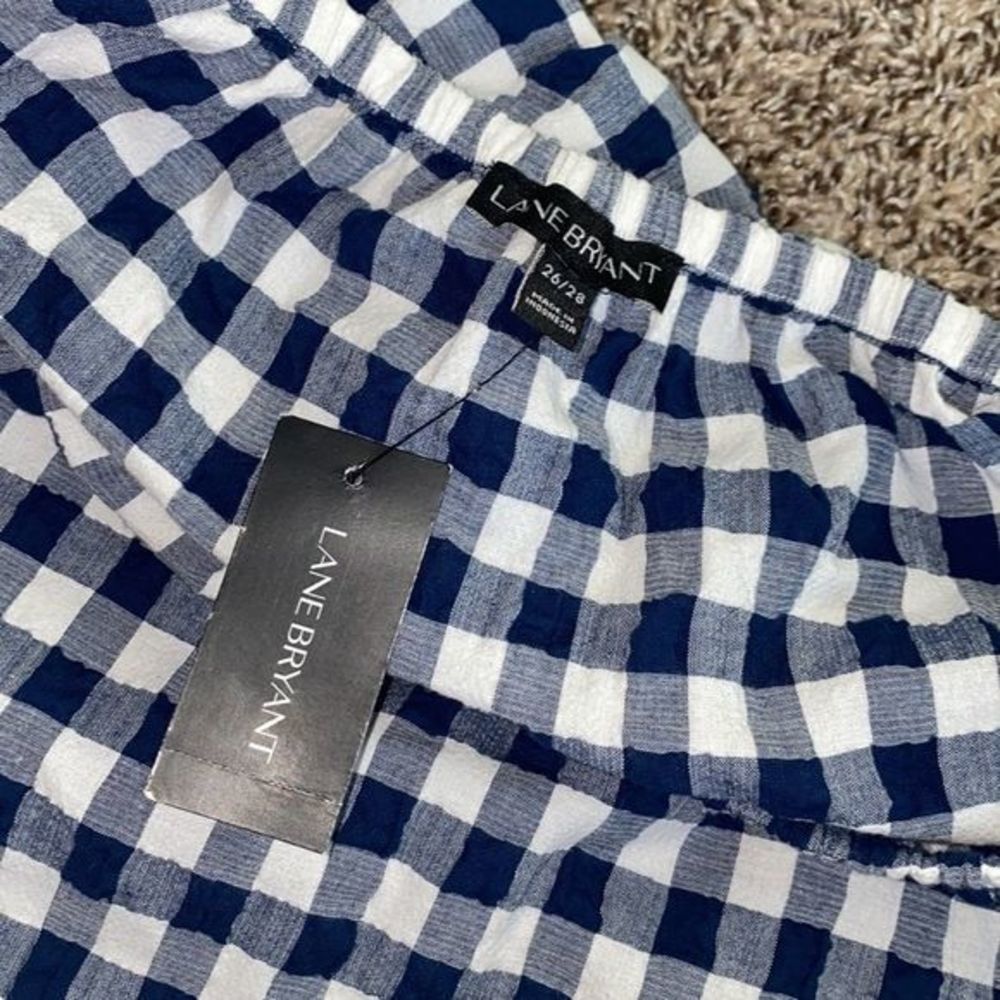 Lane Bryant women’s gingham off the shoulder blouse size 26/28 - Picture 7 of 9